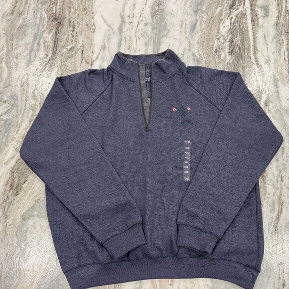 NWT Chaps Men's Quarter Zip Sweatshirt  Heathered Blue  2XL - Picture 1 of 5